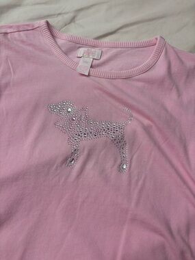 VS PINK x LoveShackFancy bedazzled dog tee